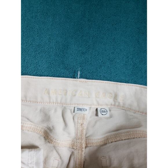American Eagle Jeans Size 4 Womens White Stretch Pants Baggy Wide Leg Stove Pipe - Picture 3 of 14